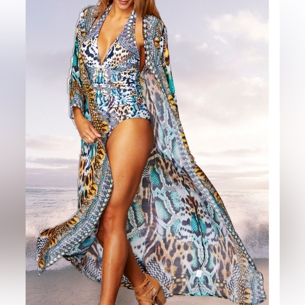 Animal Print Swimsuit with Cover-Up